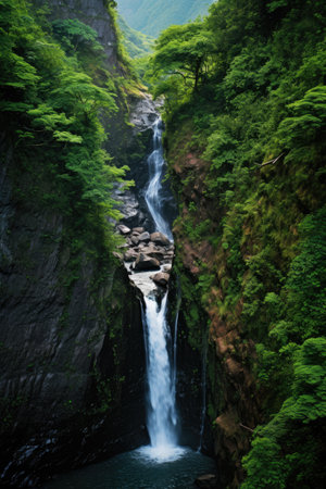 a waterfall in a forestの素材