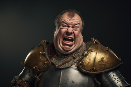 a man in armor cryingの素材