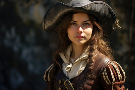 a woman in a pirate garmentの素材
