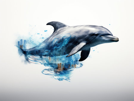 a dolphin swimming in the waterの素材