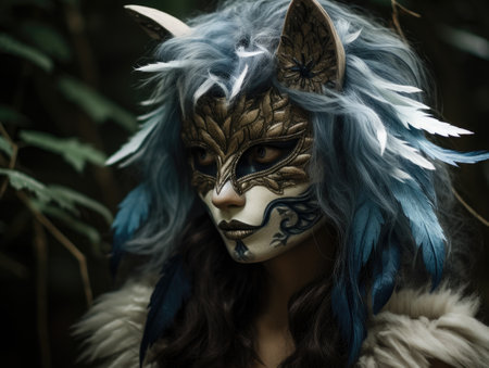 a woman wearing a maskの素材