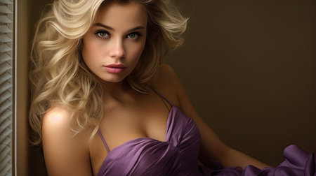 a woman in a purple dressの素材