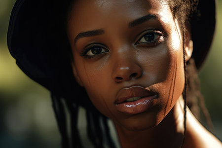 a close up of a womanの素材