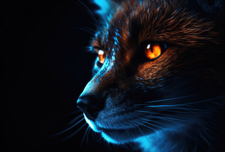 a close up of a cat's faceの素材