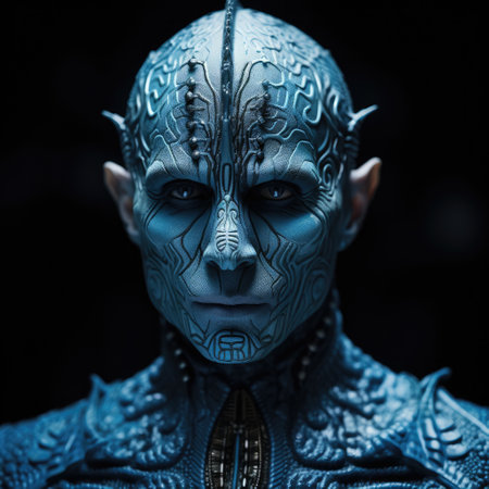 a person with a blue body paintの素材