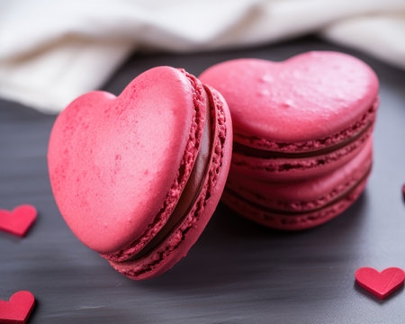 a stack of pink heart shaped cookiesの素材