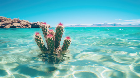 a cactus in the waterの素材