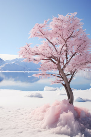 a tree in the snowの素材