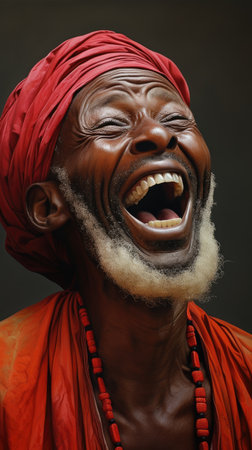 a man with a beard laughingの素材