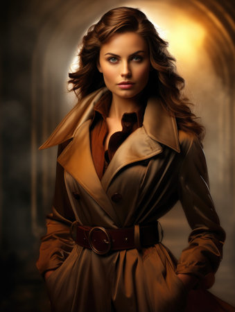 a woman in a trench coatの素材