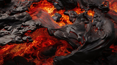 a lava flowing into the groundの素材