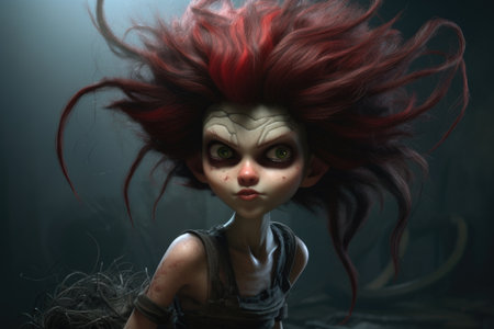 a cartoon character with red hairの素材