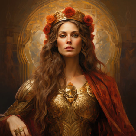 a woman in a gold dressの素材