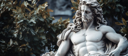 a statue of a man with long hair and beardの素材