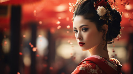 a woman in a kimonoの素材