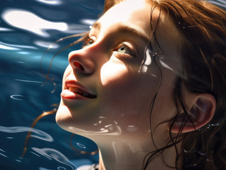 a close up of a woman's faceの素材