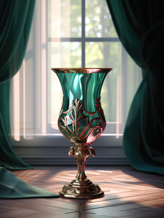 a gold and green glass vaseの素材