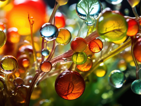 a close up of colorful bubblesの素材