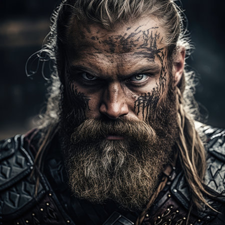 a man with a beard and a beard with black marks on his faceの素材