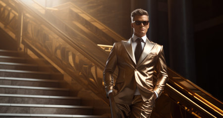 a man in a suit and sunglassesの素材