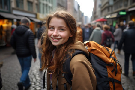 a woman smiling at cameraの素材