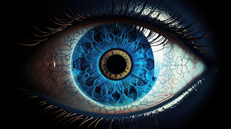 a close up of a blue eyeの素材