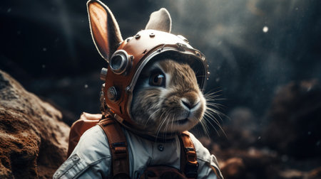 a rabbit wearing a helmetの素材