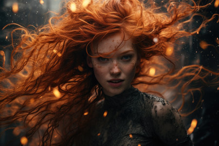 a woman with red hair and frecklesの素材