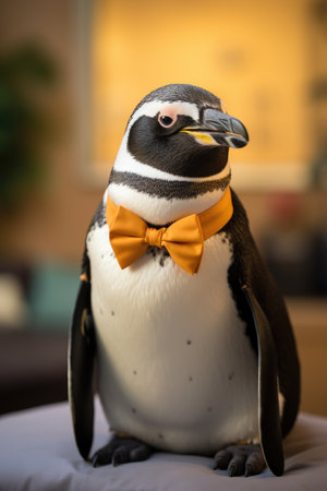 a penguin wearing a bow tieの素材