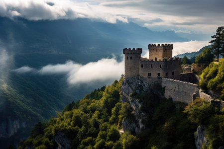 a castle on a cliffの素材
