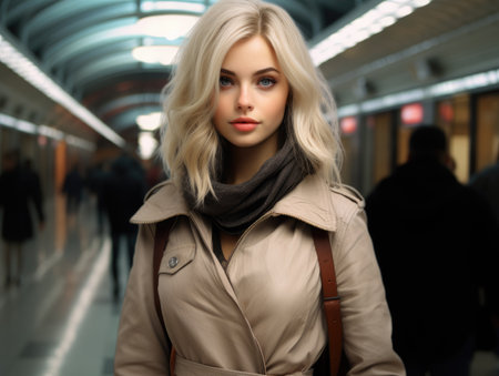 a woman in a trench coatの素材