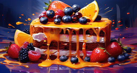 a cake with fruit on topの素材