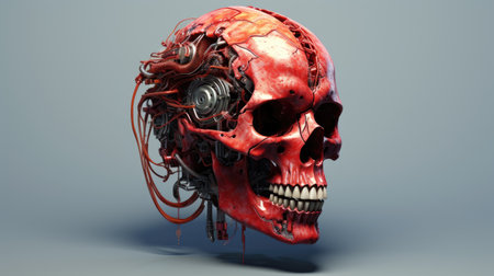 a red skull with metal partsの素材