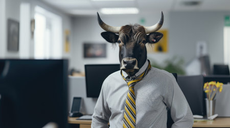 a cow wearing a tie and shirtの素材