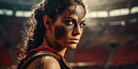 a woman with gold paint on her faceの素材