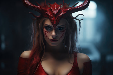 a woman wearing a red garmentの素材