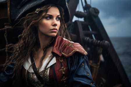 a woman in a pirate garmentの素材