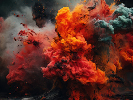a colorful smoke in the airの素材