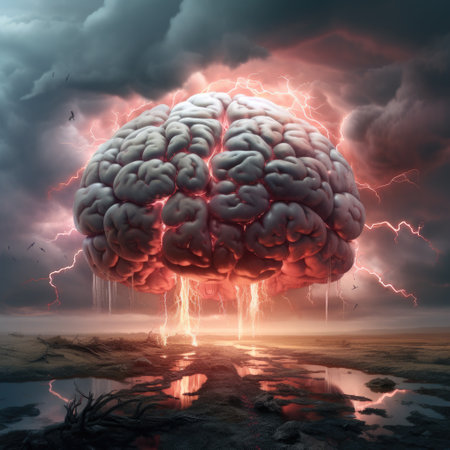 a brain with lightning coming out of itの素材