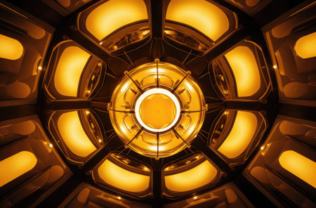 a circular light fixture with many lightsの素材