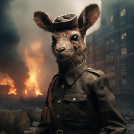 a kangaroo wearing a hat and a hatの素材