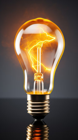 a light bulb with lightning coming out of itの素材