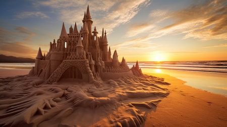 a sand castle on a beachの素材