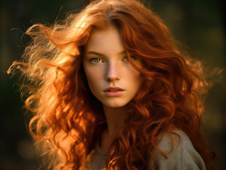 a woman with red hair and frecklesの素材
