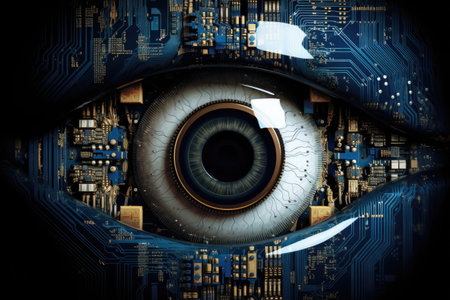 a close up of a blue eyeの素材