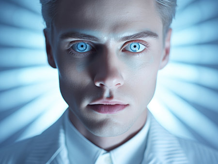 a man with blue eyesの素材