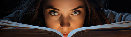 a woman reading a bookの素材