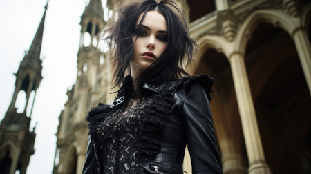 a woman in a black dressの素材