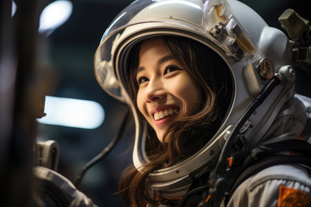 a woman wearing a space suitの素材