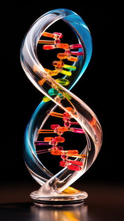 a dna model with colorful beadsの素材